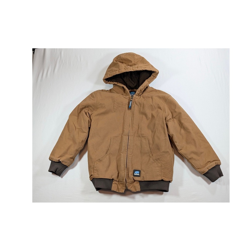 Berne Youth Medium 10-12 Brown Duck Canvas Hooded Work Jacket BHJ51BD Coat